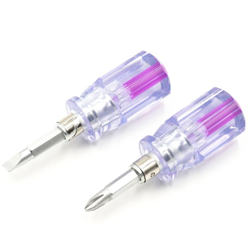 AKTOO Stubby Magnetic Screwdriver With Phillips Head and Flat Head,Small Pocket Screwdriver for DIY Repairing,2 Piece Set - Image 1